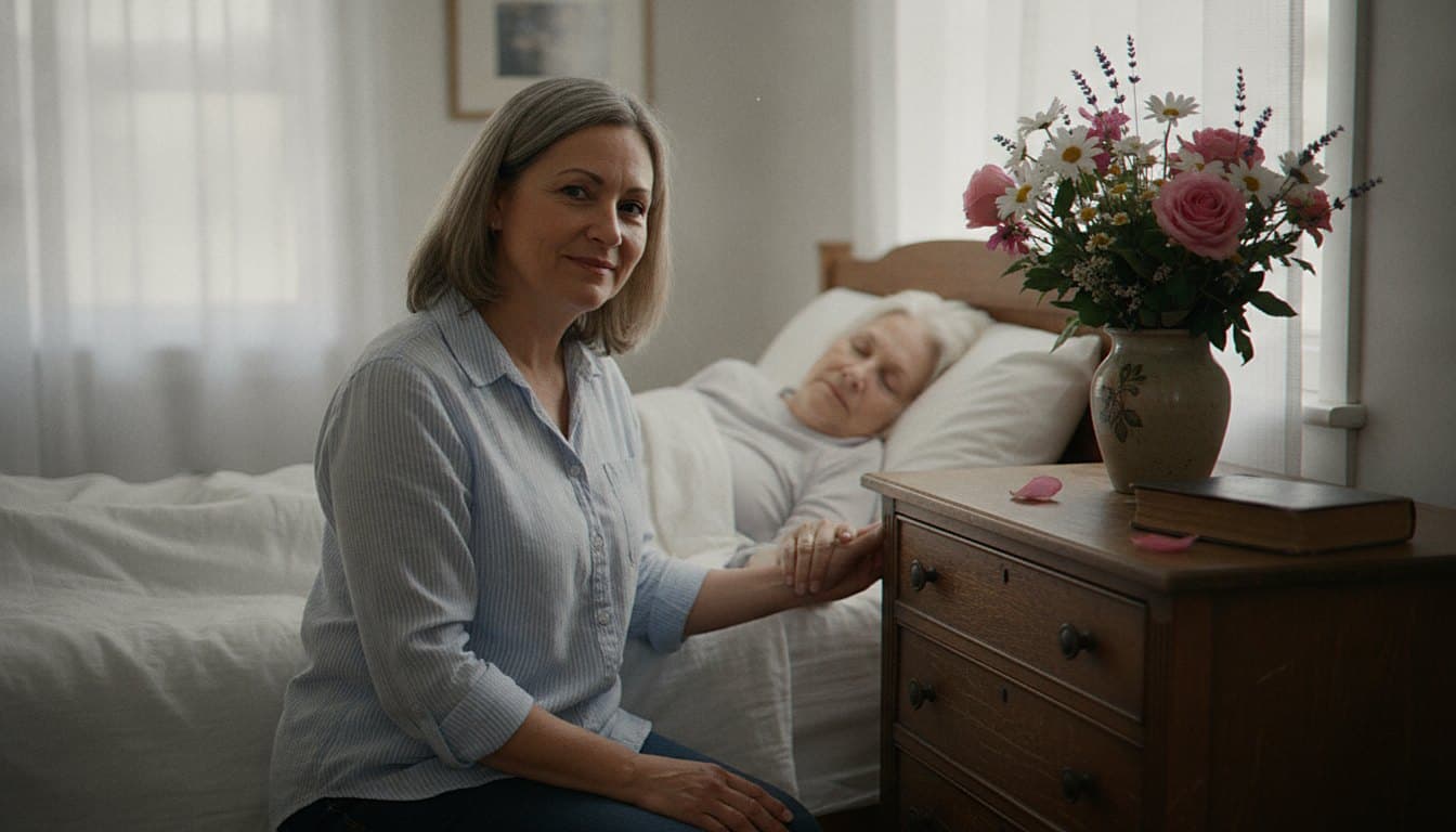 Caregiver providing calm bedside comfort care